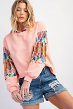 Load image into Gallery viewer, Easel Terry Knit Hooded Pullover Top in Peach
