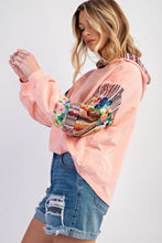 Load image into Gallery viewer, Easel Terry Knit Hooded Pullover Top in Peach
