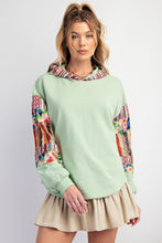 Load image into Gallery viewer, Easel Terry Knit Hooded Pullover Top in Apple Green
