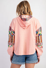 Load image into Gallery viewer, Easel Terry Knit Hooded Pullover Top in Peach
