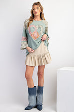 Load image into Gallery viewer, Easel Cotton Terry Knit Top with Heart Patch in Dusty Sage
