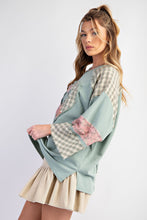 Load image into Gallery viewer, Easel Cotton Terry Knit Top with Heart Patch in Dusty Sage
