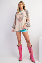 Load image into Gallery viewer, Easel Cotton Terry Knit Top with Heart Patch in Oatmeal
