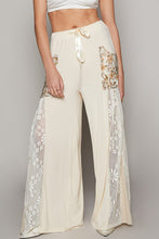 Load image into Gallery viewer, POL Jersey Knit Pants with Lace and Floral Print Details in Cream Pants POL Clothing   
