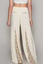 Load image into Gallery viewer, POL Jersey Knit Pants with Lace and Floral Print Details in Cream Pants POL Clothing   
