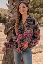 Load image into Gallery viewer, Jodifl Velvet Floral Print Top in Forest Green ON ORDER
