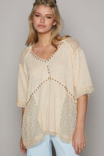 Load image into Gallery viewer, POL Knit and Crochet Top with Studded Trim in Butter Shirts &amp; Tops POL Clothing   
