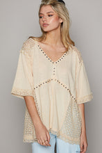 Load image into Gallery viewer, POL Knit and Crochet Top with Studded Trim in Butter Shirts &amp; Tops POL Clothing   
