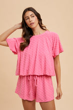 Load image into Gallery viewer, AnnieWear Textured Daisy Top &amp; Shorts Set in Candy Pink
