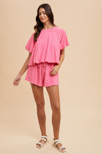 Load image into Gallery viewer, AnnieWear Textured Daisy Top &amp; Shorts Set in Candy Pink
