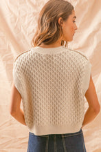 Load image into Gallery viewer, So Me Cable Knit CROPPED Sweater Vest in Oatmeal
