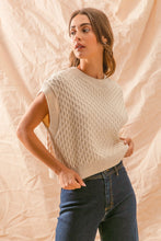 Load image into Gallery viewer, So Me Cable Knit CROPPED Sweater Vest in Oatmeal
