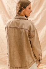 Load image into Gallery viewer, So Me Vintage Washed Denim Shacket in Vintage Taupe
