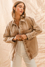 Load image into Gallery viewer, So Me Vintage Washed Denim Shacket in Vintage Taupe
