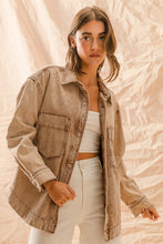 Load image into Gallery viewer, So Me Vintage Washed Denim Shacket in Vintage Taupe
