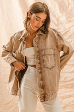 Load image into Gallery viewer, So Me Vintage Washed Denim Shacket in Vintage Taupe
