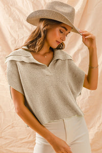 So Me Solid Color CROPPED Sweater in Oatmeal