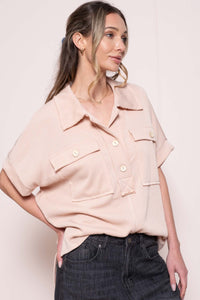 Hailey & Co. Solid Color Ribbed Knit Top in Taupe