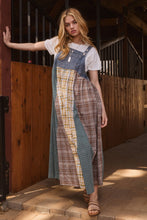 Load image into Gallery viewer, Oddi Denim and Mixed Plaid Overall Maxi Dress in Denim Combo
