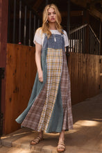 Load image into Gallery viewer, Oddi Denim and Mixed Plaid Overall Maxi Dress in Denim Combo
