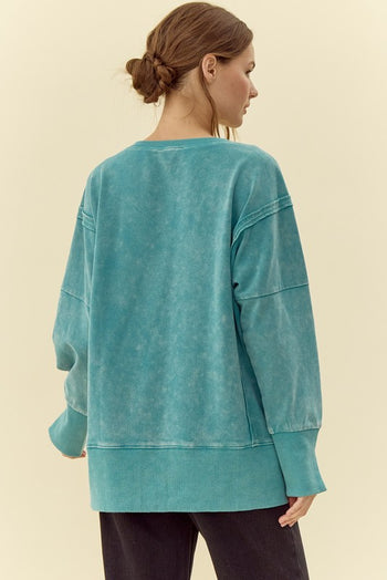 Jodifl Solid Color OVERSIZED Sweatshirt in Teal