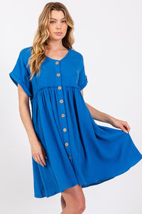 Sage+Fig Oversized Cotton Gauze Dress in Blue