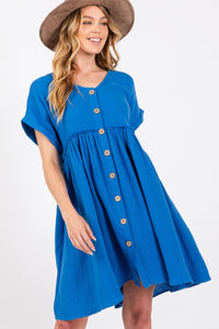 Sage+Fig Oversized Cotton Gauze Dress in Blue