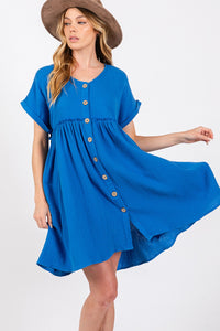 Sage+Fig Oversized Cotton Gauze Dress in Blue