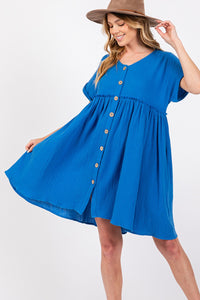 Sage+Fig Oversized Cotton Gauze Dress in Blue