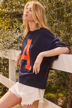 Load image into Gallery viewer, Oddi OVERSIZED Solid Color Letter Patched A Top in Navy
