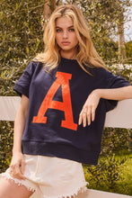 Load image into Gallery viewer, Oddi OVERSIZED Solid Color Letter Patched A Top in Navy
