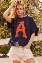 Load image into Gallery viewer, Oddi OVERSIZED Solid Color Letter Patched A Top in Navy
