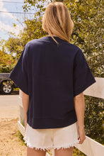 Load image into Gallery viewer, Oddi OVERSIZED Solid Color Letter Patched A Top in Navy
