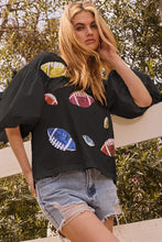 Load image into Gallery viewer, Oddi Sequin Patch Football Top in Black
