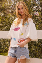 Load image into Gallery viewer, Oddi Sequin Patch Football Top in Off White
