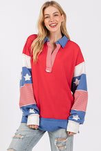 Load image into Gallery viewer, Sewn+Seen French Terry American Sweatshirt in Red/Blue/White
