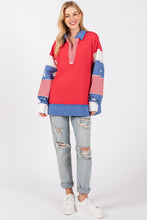 Load image into Gallery viewer, Sewn+Seen French Terry American Sweatshirt in Red/Blue/White
