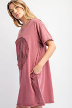 Load image into Gallery viewer, Easel Peace Patched Cotton Jersey Tunic Top in Plum
