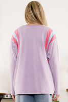BlueVelvet Solid Color Top with Contrasting Color Details in Lavender