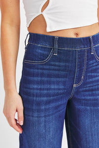 Cello Jeans High Rise Pull on Wide Leg Jeans in Dark Denim