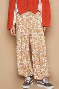 POL Woven Floral Print Harem Pants in Ivory Multi ON ORDER