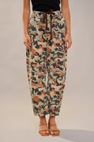 Blue B Camo Print Barrel Leg Pants with Grommet Waistband in Camo Mix