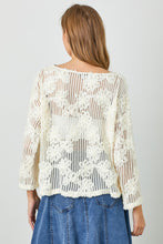 Load image into Gallery viewer, Polagram Textured Floral Crochet Sweater Top in Natural
