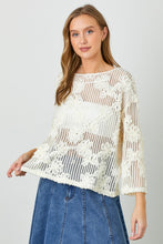 Load image into Gallery viewer, Polagram Textured Floral Crochet Sweater Top in Natural

