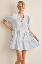 Load image into Gallery viewer, In February Button Down Tiered Dress in Blue Dress In February   
