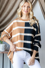 Load image into Gallery viewer, First Love OVERSIZED Contrasting Colors Striped Top in Mocha/Black ON ORDER
