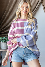 Load image into Gallery viewer, First Love OVERSIZED Contrasting Colors Striped Top in Pink/Lilac
