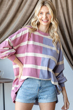 Load image into Gallery viewer, First Love OVERSIZED Contrasting Colors Striped Top in Pink/Lilac
