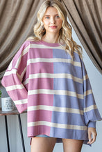 Load image into Gallery viewer, First Love OVERSIZED Contrasting Colors Striped Top in Pink/Lilac
