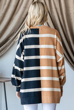 Load image into Gallery viewer, First Love OVERSIZED Contrasting Colors Striped Top in Mocha/Black ON ORDER
